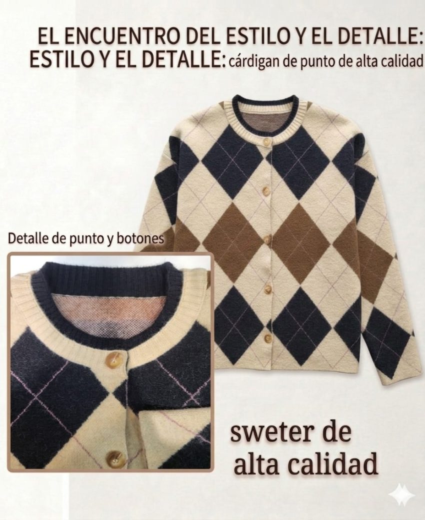 Cardigan rombo luci