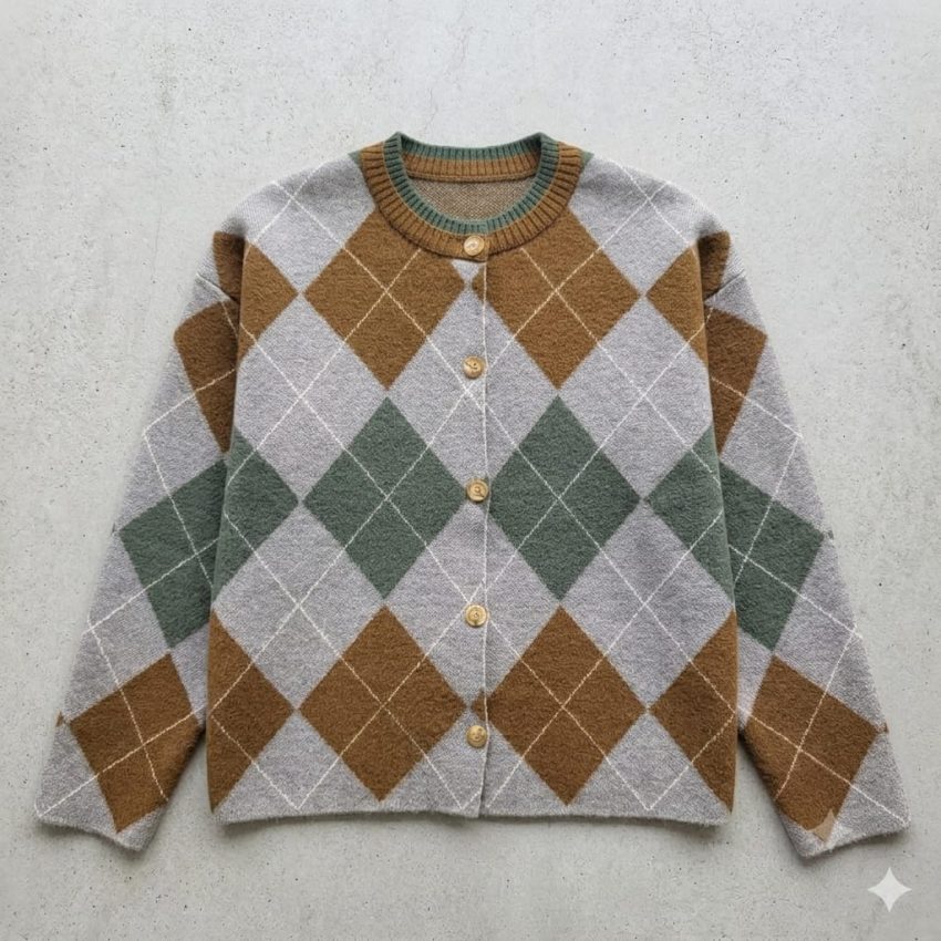Cardigan rombo luci