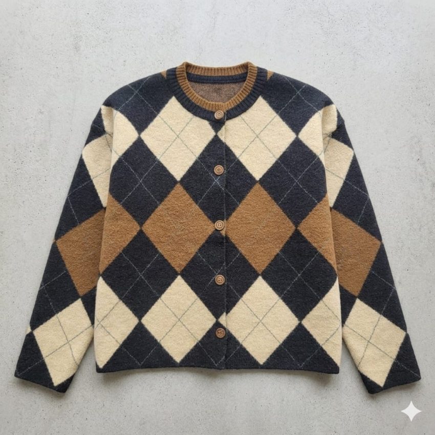 Cardigan rombo luci