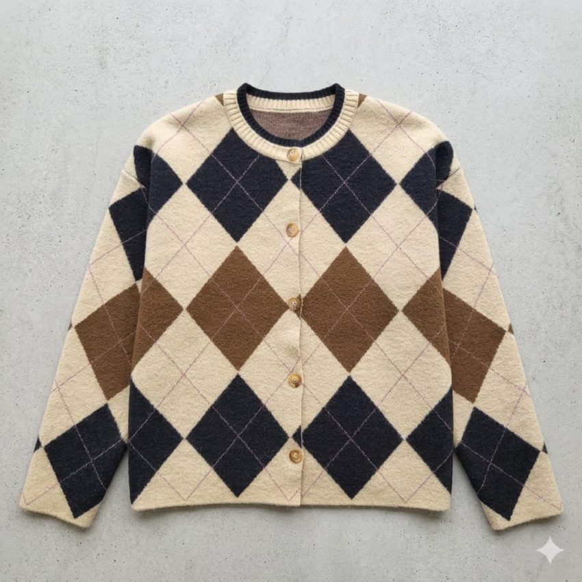 Cardigan rombo luci